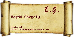 Bogád Gergely névjegykártya